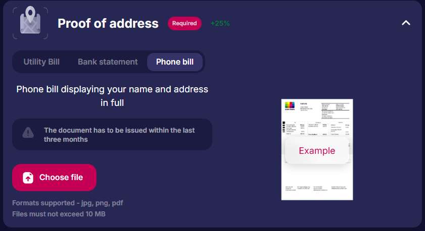 NV Casino proof of address upload showing the three-month document requirement NV Casino proof of address upload showing the three-month document requirement