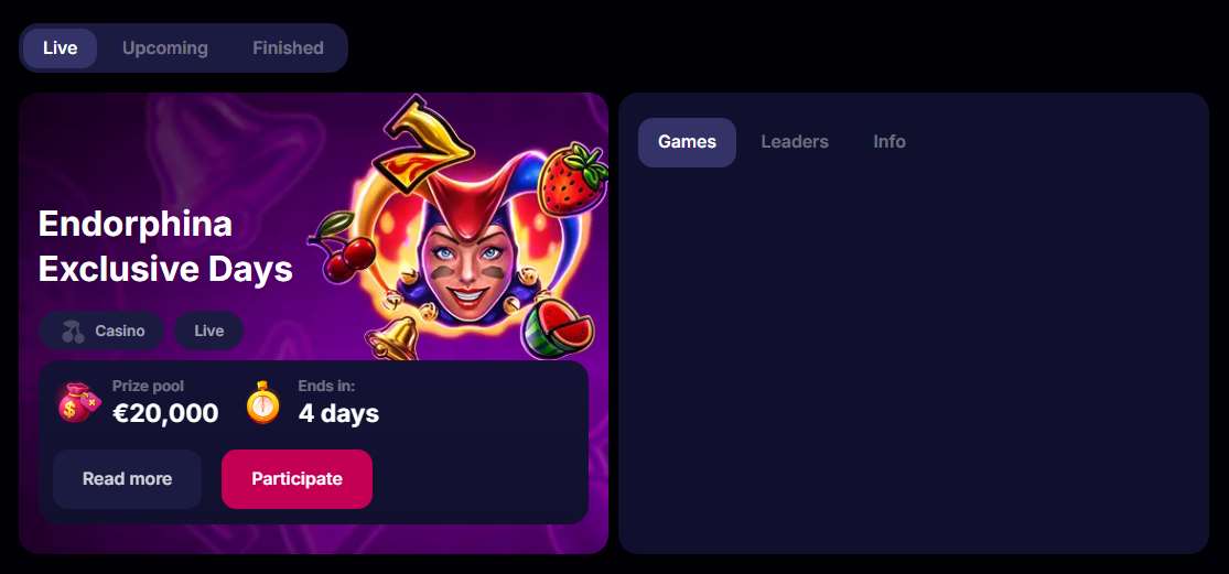 NV Casino tournament page showing a €20,000 prize pool ending in four days NV Casino tournament page showing a €20,000 prize pool ending in four days