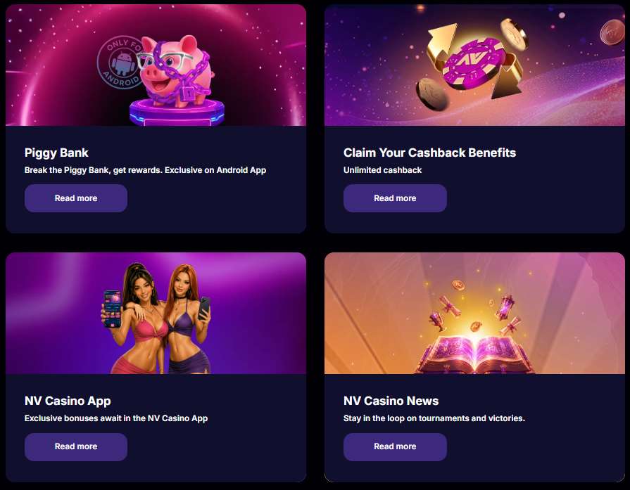 NV Casino promotion cards including Android-exclusive Piggy Bank offer NV Casino promotion cards including Android-exclusive Piggy Bank offer